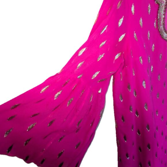 NWOT Lilly Pulitzer Amory Silk Dress in Raz Berry Diamond Metallic Clip - Picture 7 of 10